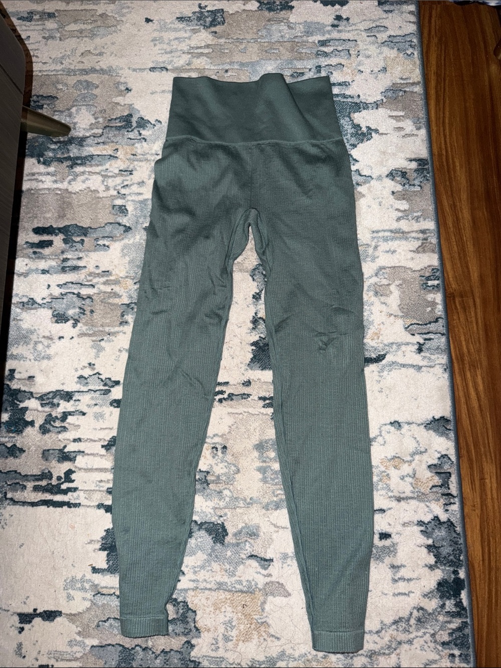 Victoria's Secret Ribbed High-Waist Leggings in Sage Green